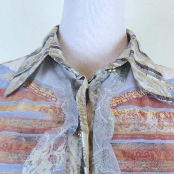 Save the Queen Short Sleeve open shoulder lace top M - Picture 4 of 8